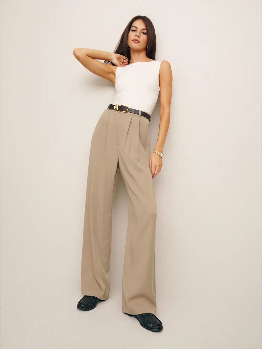 Reformation Mason Pants | Size 6 | Khaki High Rise Wide Leg Trousers
